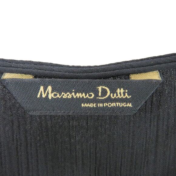 Massimo Dutti Black Long Sleeve Bishop Sleeve Maxi Dress with Neck Tie Medium - Picture 10 of 10